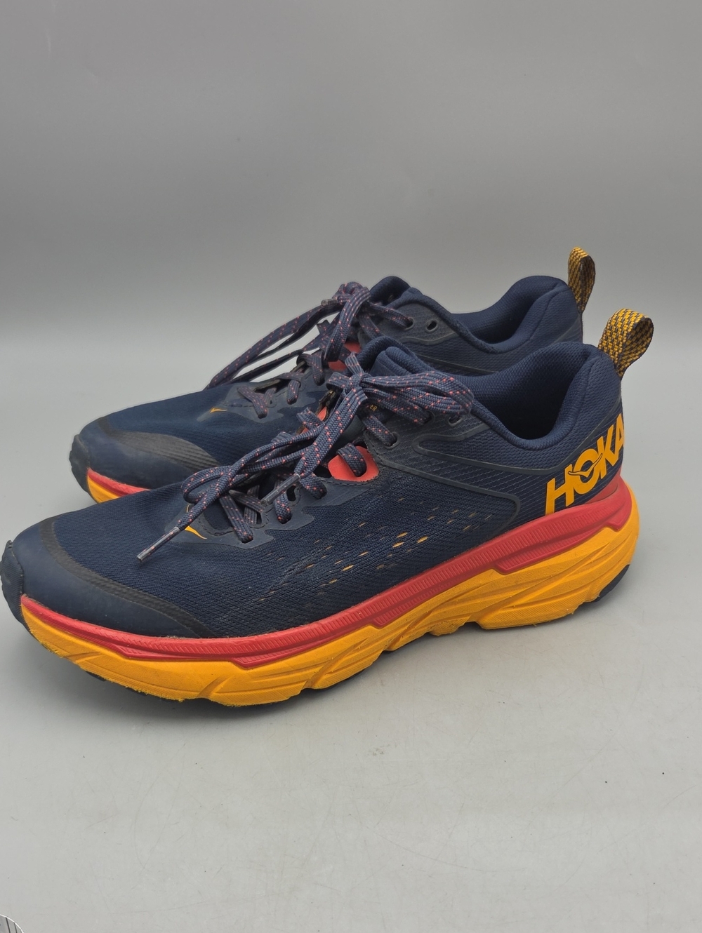 Hoka One One Challenger ATR 6‎ Mens 8 D Navy Blue Orange Trail Running Shoes